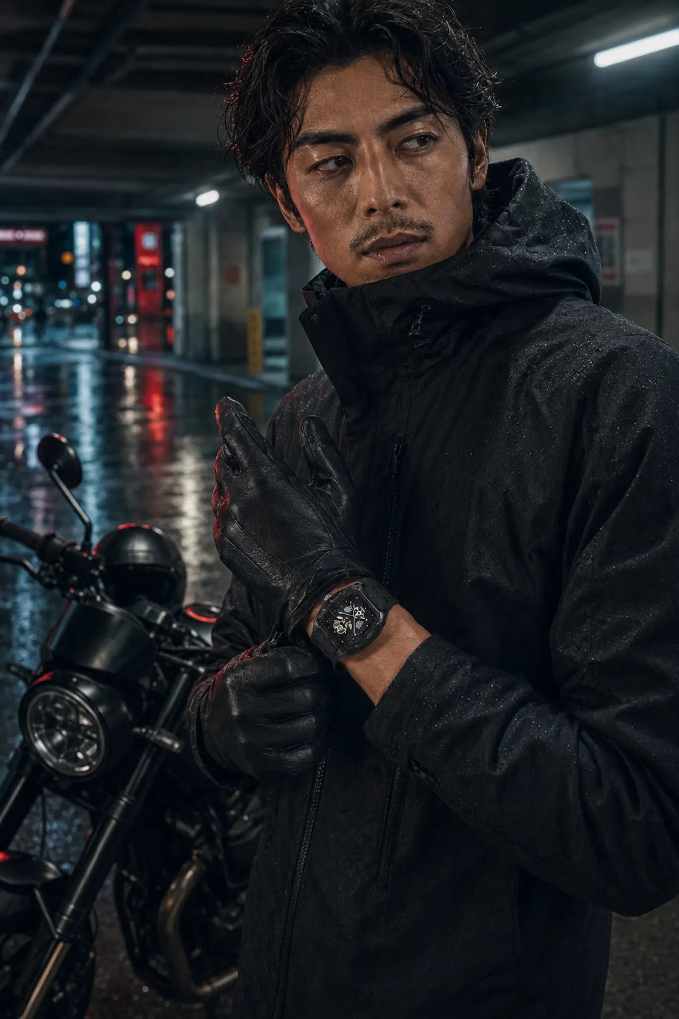 IMPUL RPM-01 worn during a night motorcycle ride